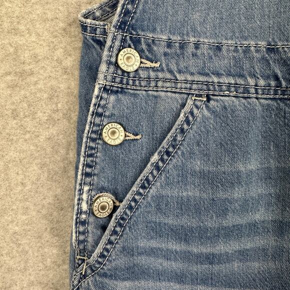 American Eagle Denim Tomgirl Short Overall WMNS Relaxed Fit Medium Vintage Wash - Picture 3 of 11